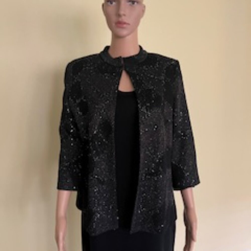Ming Wang Black Silver Evening Jacket M